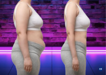 woman loses belly fat in her 30s neon brick wall lose weight and get in shape